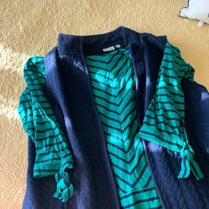 Kim Rogers 3x green and navy striped top